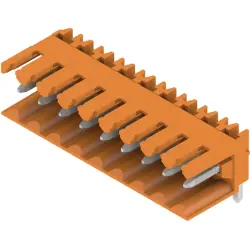 Pin header, 9 pole, pitch 3.5 mm, angled, orange, 1597280000