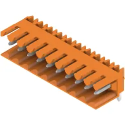 Pin header, 10 pole, pitch 3.5 mm, angled, orange, 1597290000