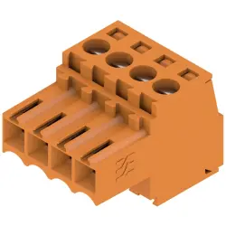 Socket header, 4 pole, pitch 3.5 mm, straight, orange, 1597380000