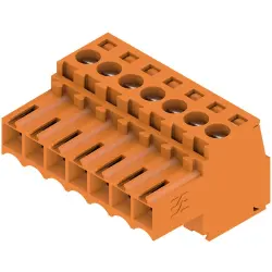 Socket header, 7 pole, pitch 3.5 mm, straight, orange, 1597410000