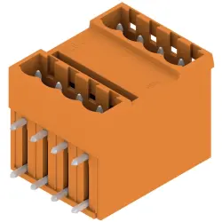 Pin header, 8 pole, pitch 5.08 mm, angled, orange, 1601810000