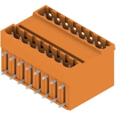 Pin header, 16 pole, pitch 5.08 mm, angled, orange, 1601850000 - 1
