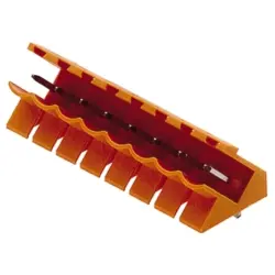 Pin header, 4 pole, pitch 5.08 mm, angled, orange, 1603080000