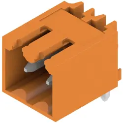 Pin header, 2 pole, pitch 3.5 mm, angled, orange, 1605070000
