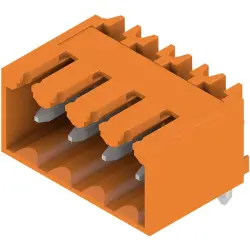 Pin header, 4 pole, pitch 3.5 mm, angled, orange, 1605090000