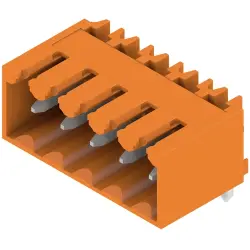 Pin header, 5 pole, pitch 3.5 mm, angled, orange, 1605100000