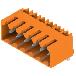 Pin header, 6 pole, pitch 3.5 mm, angled, orange, 1605110000
