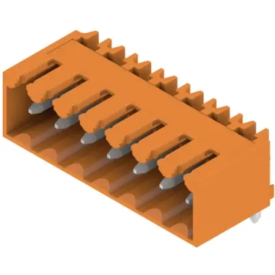 Pin header, 7 pole, pitch 3.5 mm, angled, orange, 1605120000 - 1