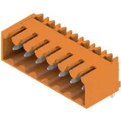 Pin header, 7 pole, pitch 3.5 mm, angled, orange, 1605120000