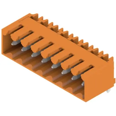 Pin header, 8 pole, pitch 3.5 mm, angled, orange, 1605130000 - 1