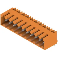 Pin header, 10 pole, pitch 3.5 mm, angled, orange, 1605150000