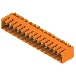 Pin header, 15 pole, pitch 3.5 mm, angled, orange, 1605200000