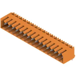 Pin header, 16 pole, pitch 3.5 mm, angled, orange, 1605210000