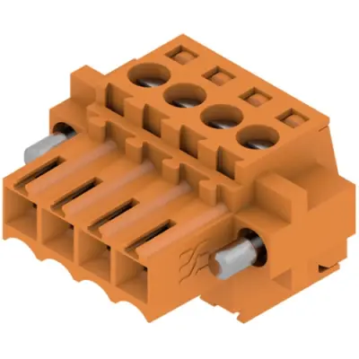 Socket header, 4 pole, pitch 3.5 mm, straight, orange, 1606660000 - 1