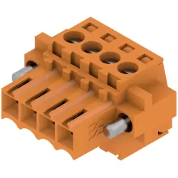 Socket header, 4 pole, pitch 3.5 mm, straight, orange, 1606660000