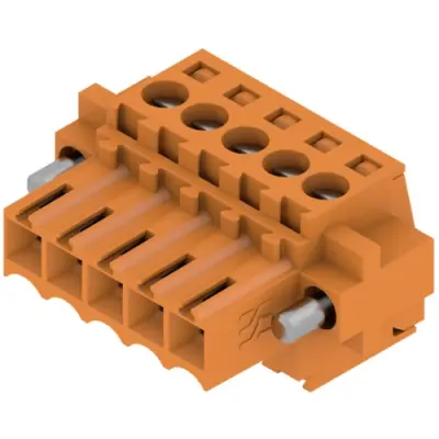 Socket header, 5 pole, pitch 3.5 mm, straight, orange, 1606670000 - 1