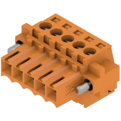 Socket header, 5 pole, pitch 3.5 mm, straight, orange, 1606670000