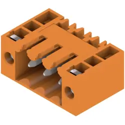 Pin header, 3 pole, pitch 3.5 mm, angled, orange, 1607050000