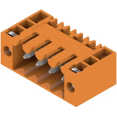 Pin header, 4 pole, pitch 3.5 mm, angled, orange, 1607060000 - 1