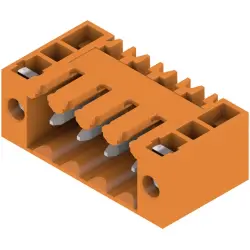 Pin header, 4 pole, pitch 3.5 mm, angled, orange, 1607060000