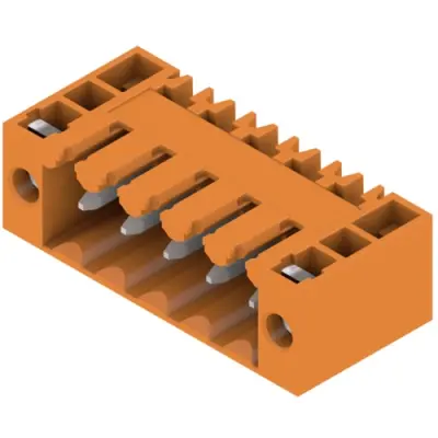 Pin header, 5 pole, pitch 3.5 mm, angled, orange, 1607070000 - 1