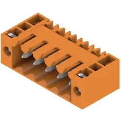 Pin header, 5 pole, pitch 3.5 mm, angled, orange, 1607070000