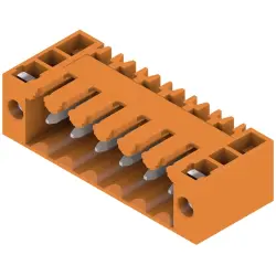 Pin header, 6 pole, pitch 3.5 mm, angled, orange, 1607080000