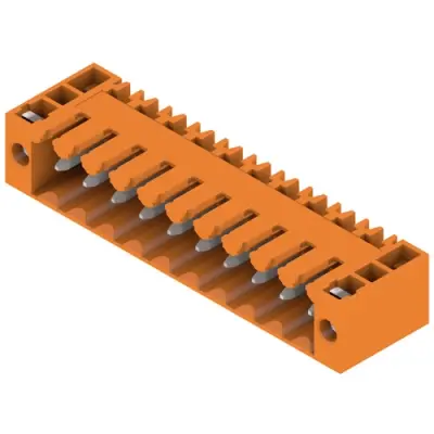 Pin header, 10 pole, pitch 3.5 mm, angled, orange, 1607120000 - 1