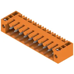 Pin header, 10 pole, pitch 3.5 mm, angled, orange, 1607120000