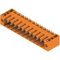 Pin header, 11 pole, pitch 3.5 mm, angled, orange, 1607130000