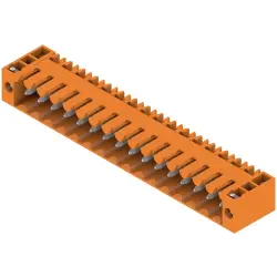 Pin header, 16 pole, pitch 3.5 mm, angled, orange, 1607180000