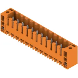 Pin header, 12 pole, pitch 3.5 mm, straight, orange, 1607600000