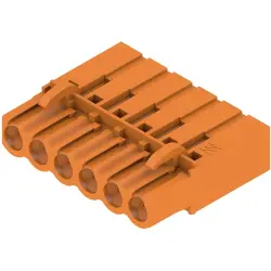 Pin header, 6 pole, pitch 5.08 mm, straight, orange, 1610530000