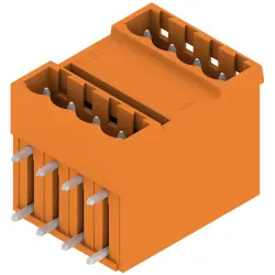 Pin header, 8 pole, pitch 5 mm, angled, orange, 1614370000