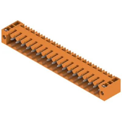 Pin header, 18 pole, pitch 3.5 mm, angled, orange, 1619780000 - 1