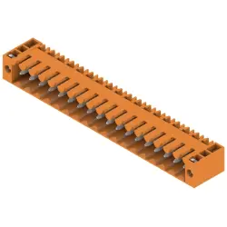 Pin header, 18 pole, pitch 3.5 mm, angled, orange, 1619780000