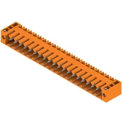 Pin header, 20 pole, pitch 3.5 mm, angled, orange, 1619800000