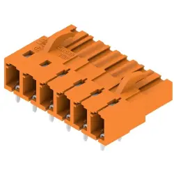 Pin header, 6 pole, pitch 5.08 mm, angled, orange, 1622980000