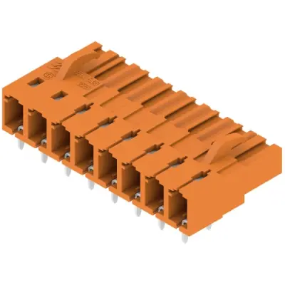 Pin header, 8 pole, pitch 5.08 mm, angled, orange, 1623000000 - 1