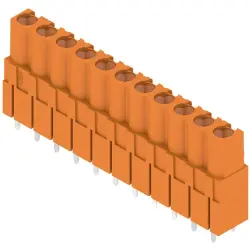 Pin header, 11 pole, pitch 5.08 mm, straight, orange, 1630800000