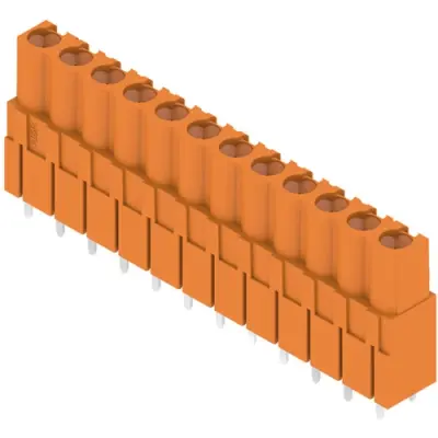 Pin header, 12 pole, pitch 5.08 mm, straight, orange, 1630810000 - 1