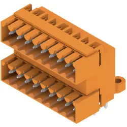 Pin header, 18 pole, pitch 3.5 mm, angled, orange, 1633650000