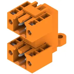 Pin header, 4 pole, pitch 3.5 mm, angled, orange, 1633810000