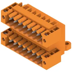Pin header, 16 pole, pitch 3.5 mm, angled, orange, 1633870000