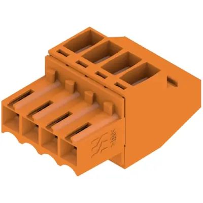Socket header, 4 pole, pitch 3.5 mm, angled, orange, 1638570000 - 1
