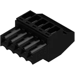 Socket header, 5 pole, pitch 3.5 mm, angled, black, 1638810000