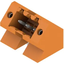 Pin header, 3 pole, pitch 3.5 mm, angled, orange, 1643340000