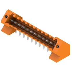 Pin header, 12 pole, pitch 3.5 mm, angled, orange, 1643430000