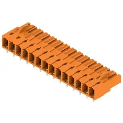 Pin header, 14 pole, pitch 5.08 mm, angled, orange, 1648430000