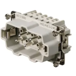 Pin contact insert, 4, 5 pole, equipped, screw connection, with PE contact, 1651310000